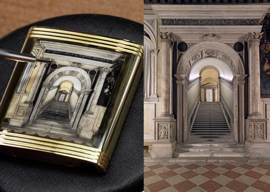 Jaeger-LeCoultre: a Reverso watch in tribute to the Scuola Grande di San Rocco - photo credit (on left) Johann Sauty