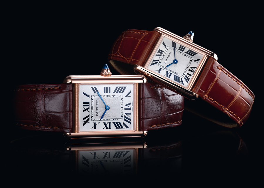 Tank Louis Cartier large and small models in pink gold