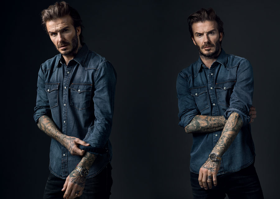 David Beckham and his Black Bay S&G on his wrist