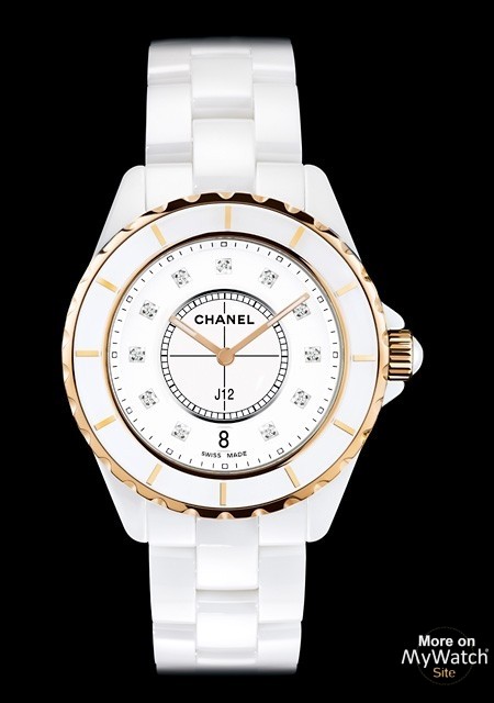 Full Size J12 White with Rose Gold H2180 Stainless Steel and Gold H2180