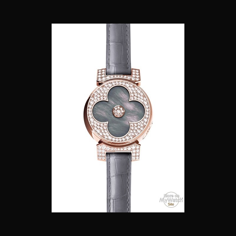 Louis Vuitton Tambour Bijou Diamond Pink Mother of Pearl White Gold Secret  Watch at 1stDibs