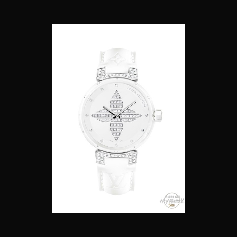 LOUIS VUITTON TAMBOUR FOREVER Q WATCH121F 28 MM STEEL DIAMOND