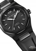 Laureato Ceramics-Céramique noir sur bracelet caoutchouc noir 38mm