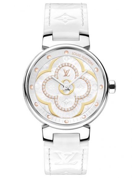 Watch Tambour Moon Divine  Louis Vuitton QAAA98 Steel - Diamonds