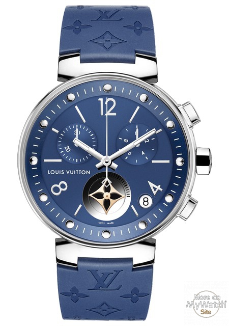 Louis Vuitton Tambour Moon Dual Time, Quartz, 35mm, Diamonds Blue