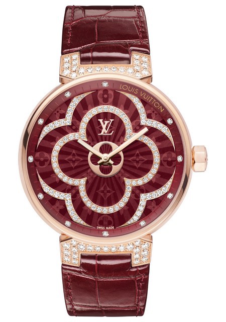 Louis Vuitton Ladies Watch Tambour Moon Divine 35 QA019Z Quartz Monogram  Canvas / Taurillon