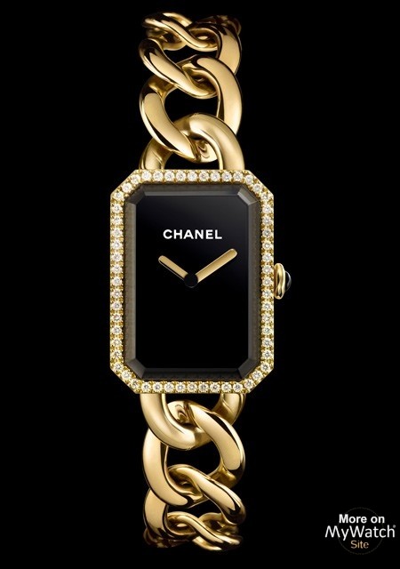 Watch Chanel Première  Première H3259 Yellow Gold - Diamonds - Black Dial  - Yellow Gold Chain Bracelet