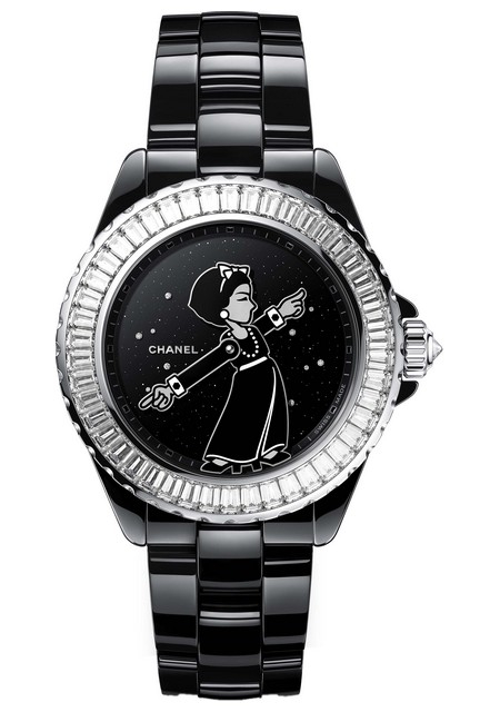 Watch Chanel J12 Mademoiselle J12 Cosmic  J12 H7890 Black Ceramic and White  Gold - Diamonds - Black Dial - Bracelet Black C