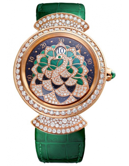 Divas’ Dream Peacock Precious Marquetry Jumping Hours and Retrograde Minute