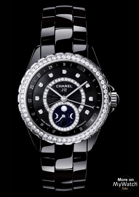 Watch Chanel J12 Moonphase  J12 H3407 Black Ceramic - Diamonds