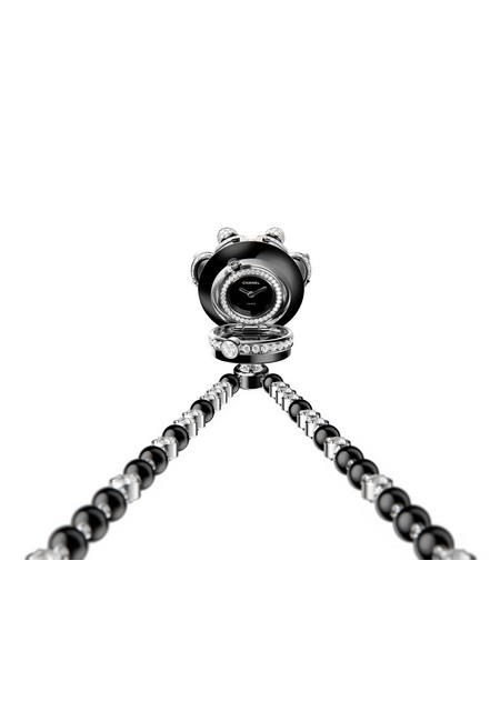 Watch Necklace Watch Coco Black Jacket | Chanel H10304 White Gold