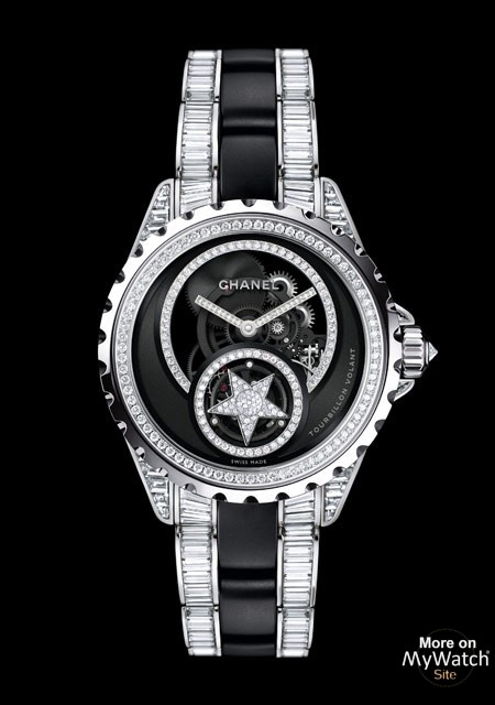 J12 Tourbillon Volant Squelette Diamants Baguette