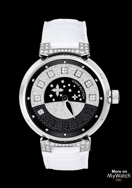 Watch Louis Vuitton Tambour Spin Time GMT  Tambour Spin Time White Gold -  Alligator Bracelet